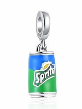 Silver, Blue & Green Sprite Soda Can Dangle Charm